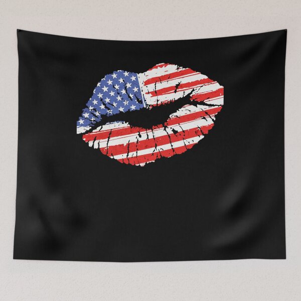 Item preview, LIPS USA FLAG 4th of July Patriotic T-Shirt designed and sold by Pliskin-Design.