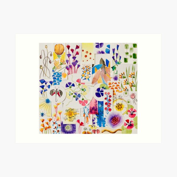 Painted flowers collage Art Print
