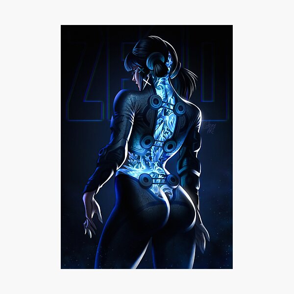 Zero. Girl with glowing tattoo. Photographic Print
