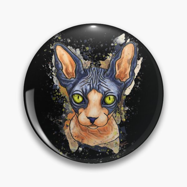 Aperçu de l'œuvre Portrait de chat Sphynx, sur fond noir créée et vendue par NadiaChevrel.