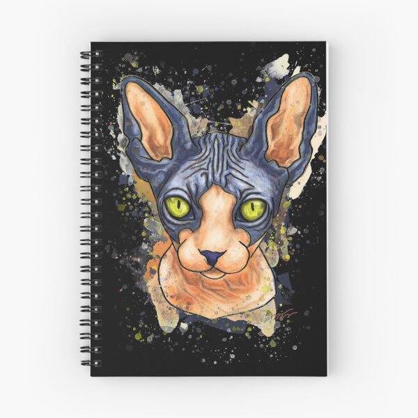 Aperçu de l'œuvre Portrait de chat Sphynx, sur fond noir créée et vendue par NadiaChevrel.