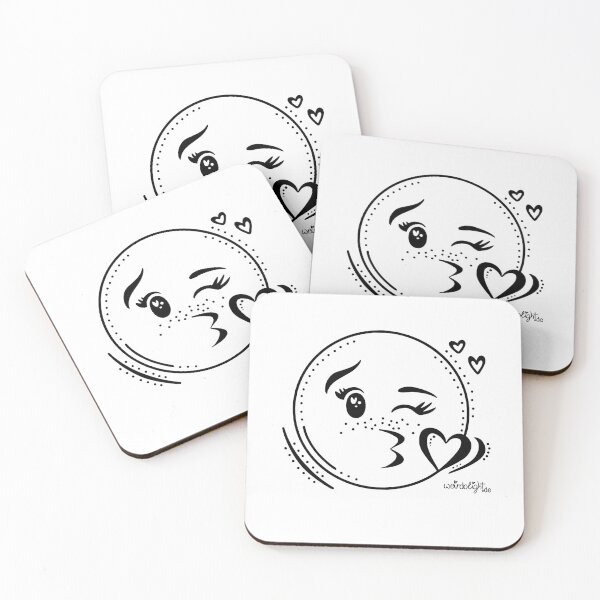 Item preview, Kiss Emoji Wink Smiley Kiss Kisses Heart Warmly Sweet Black White designed and sold by Weirdolight.