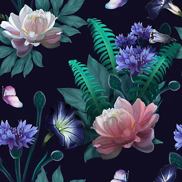 Artwork thumbnail, Peonies. Spring Flower Pattern. by Dobrix