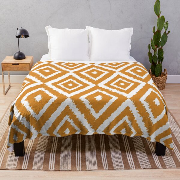 Item preview, Mustard Yellow Ikat Pattern - Diamond Pattern - Dark Yellow Retro Geometric Pattern designed and sold by thelustrous.