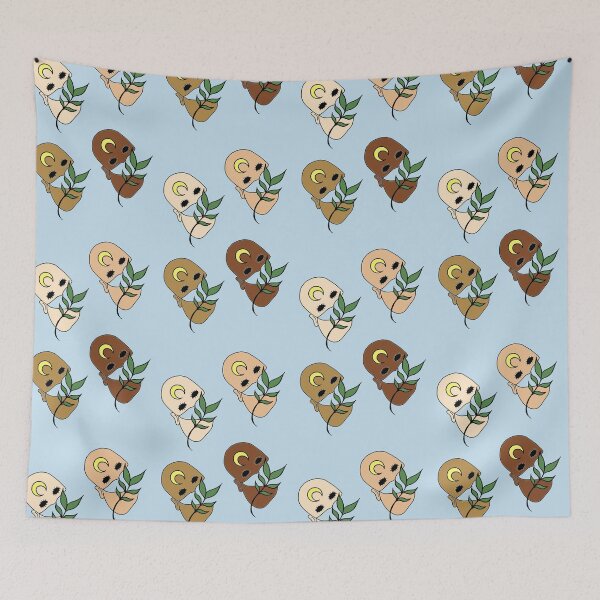 Item preview, Plant Lover, Creepy Face with Plant Leaf - Repeat Print designed and sold by 10pmCreations.