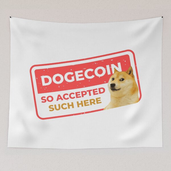 Artikelvorschau, Dogecoin hier akzeptiert Aufkleber entworfen und verkauft von NewFire.
