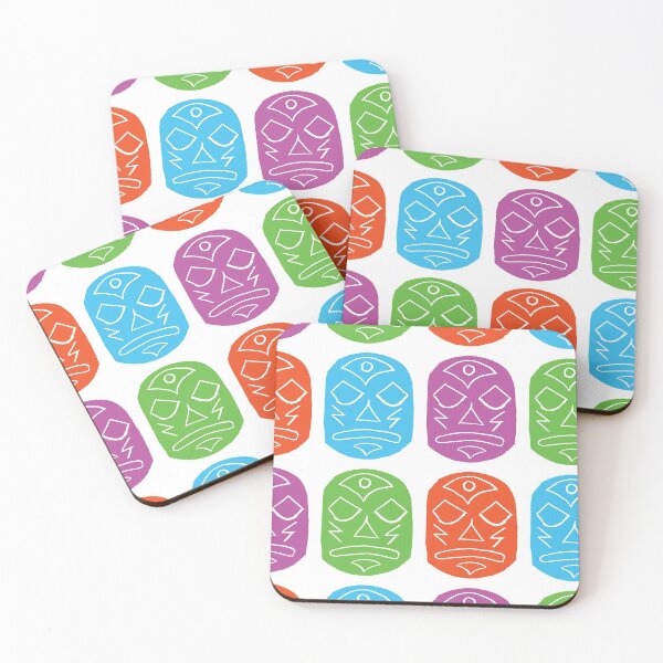 Item preview, Lucha Quartet of Colors - linocut design and print  designed and sold by PixelPalmer.