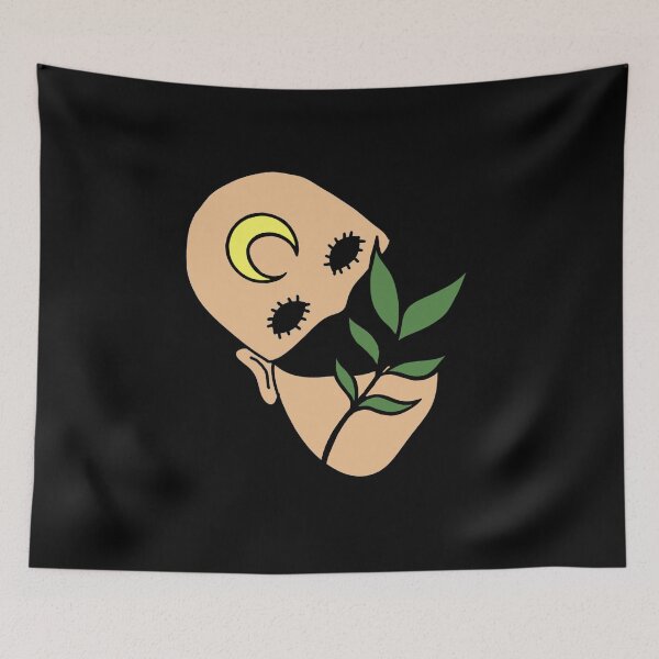 Item preview, Creepy Human Face with Plant Leaf - Repeat Print designed and sold by 10pmCreations.