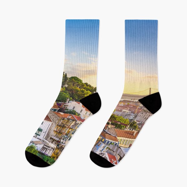 Item preview, Fotografía del hermoso cielo de Lisboa al atardecer con tejados rojos designed and sold by MindChirp.