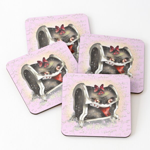 Item preview, cute magical mimic chest surrounded by bones designed and sold by CuisineCat.