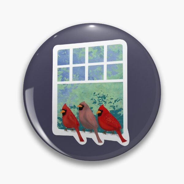 Item preview, Three little birds - Cardinals - three cardinals - cardinals on a window designed and sold by ShareJoy.