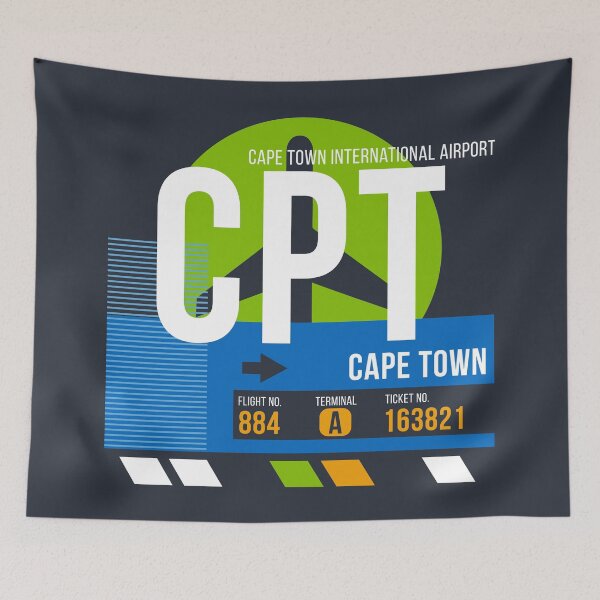 Aperçu de l'œuvre Étiquette de bagage de code d'aéroport de Cape Town, Afrique du Sud (CPT) créée et vendue par SLAG-Creative.