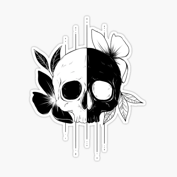 A knife through a skull. Simple skull face series. Monoline skull tattoo  design vector Round Beach Towel by Dean Zangirolami - Pixels