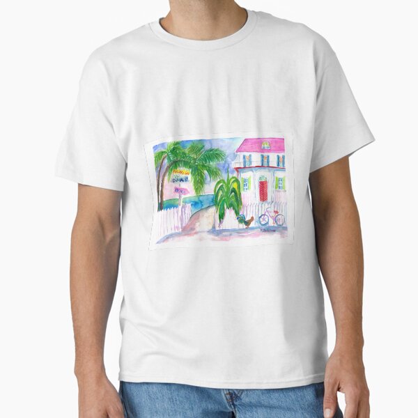 Item preview, Key West Pink House and Signpost with Bike designed and sold by artshop77.