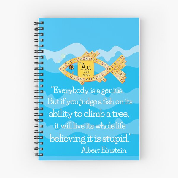 Item preview, "If you judge a fish by its ability to climb a tree..." Albert Einstein quote / Golden Fish designed and sold by wild.geranium.design.