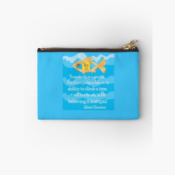 Item preview, "If you judge a fish by its ability to climb a tree..." Albert Einstein quote / Golden Fish designed and sold by wild.geranium.design.