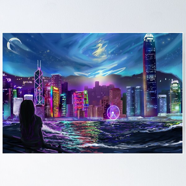Item preview, Girl Enjoying Hong Kong's Skyline designed and sold by Aksel Alu.