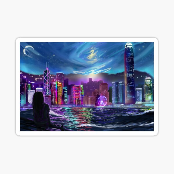 Item preview, Girl Enjoying Hong Kong's Skyline designed and sold by Aksel Alu.