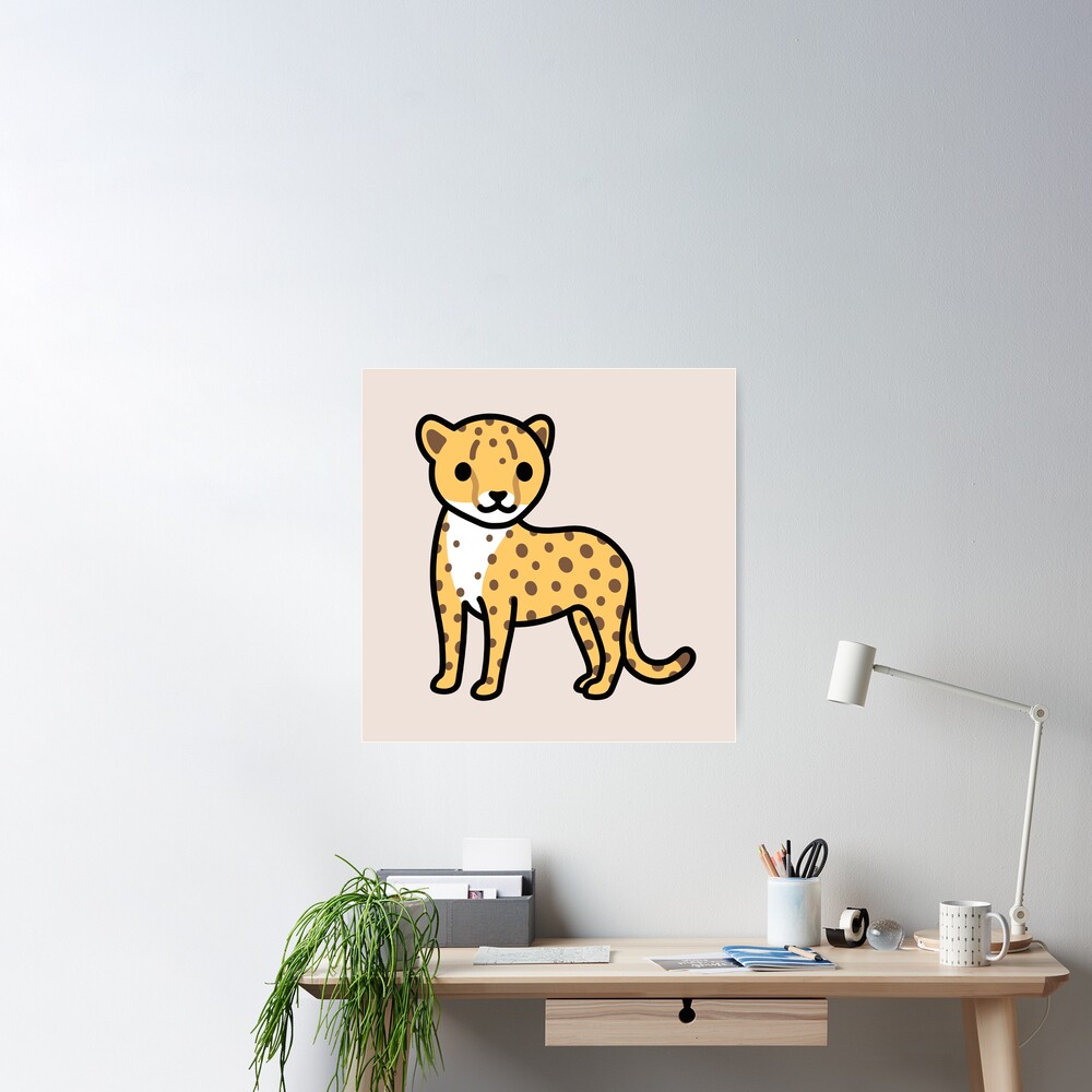 Cheetah Animal Poster with Minimal, Simple, and Modern Style Stock