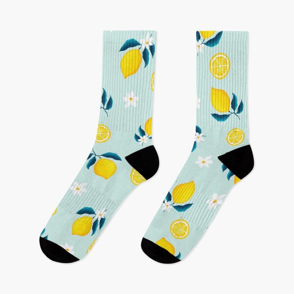 Aperçu de l'œuvre  Modèle sans couture avec citrons et fleurs sur fond bleu. Motif citron pour tissu, papier, vêtements créée et vendue par IriSev.