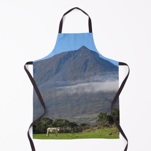Item preview, Cute and funny looking cows with a great view to Pico mountain, during hiking trail at the Azores, highest mountain in Portugal. designed and sold by AylaHarbich.