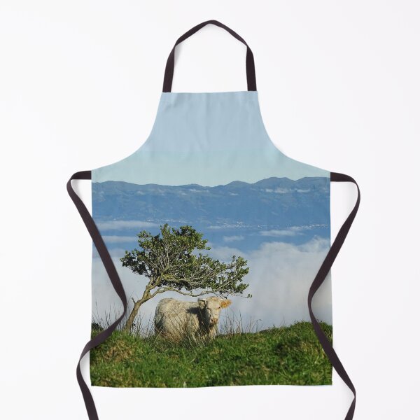 Item preview, Cute and funny looking cows with a great view over the Atlantic ocean, during hiking trail at the Azores island Pico, view to Sao Jorge island. designed and sold by AylaHarbich.