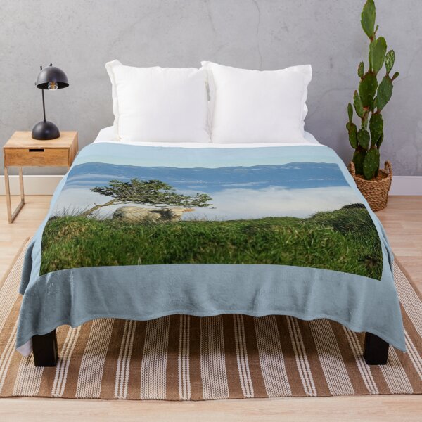 Item preview, Cute and funny looking cows with a great view over the Atlantic ocean, during hiking trail at the Azores island Pico, view to Sao Jorge island. designed and sold by AylaHarbich.