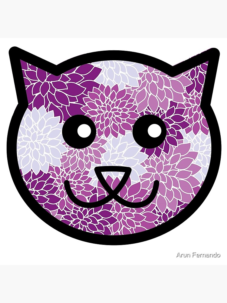 Cute Kitty Face With Floral Pattern Poster By Thepetzone Redbubble