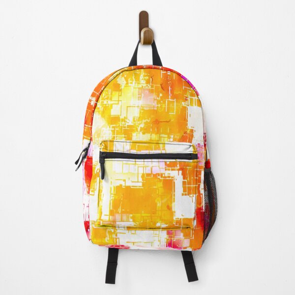 Item preview, geometric pixel square pattern abstract in red yellow pink designed and sold by Mrvell.