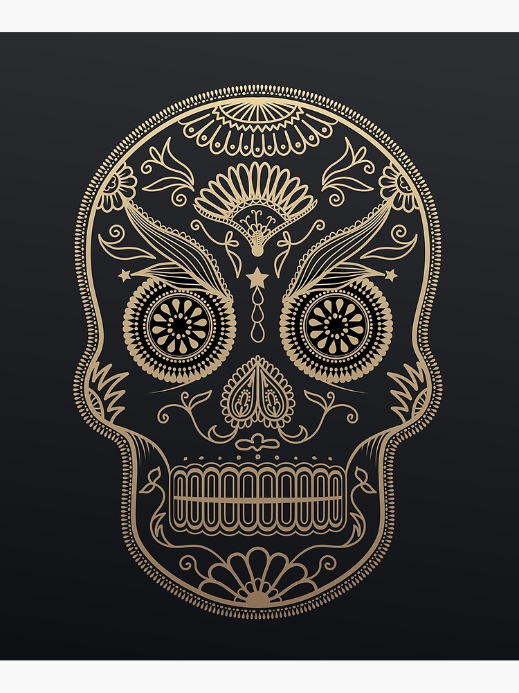 Black Gold Mexican Skull by TapestryGirls