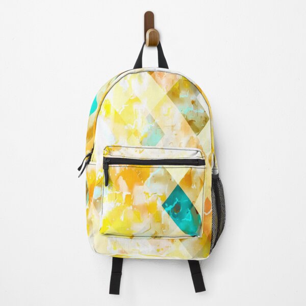 Item preview, geometric pixel square pattern abstract in yellow brown blue designed and sold by Mrvell.