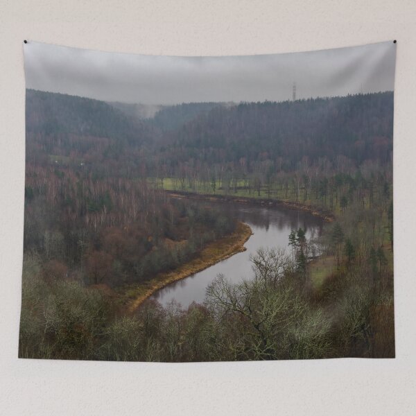 Item preview, Gauja River and the valley rich in forests covered with fog designed and sold by lena-maximova.