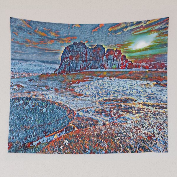 Item preview, Dartmoor national park Sourton tor abstract  designed and sold by TrippyEarth.