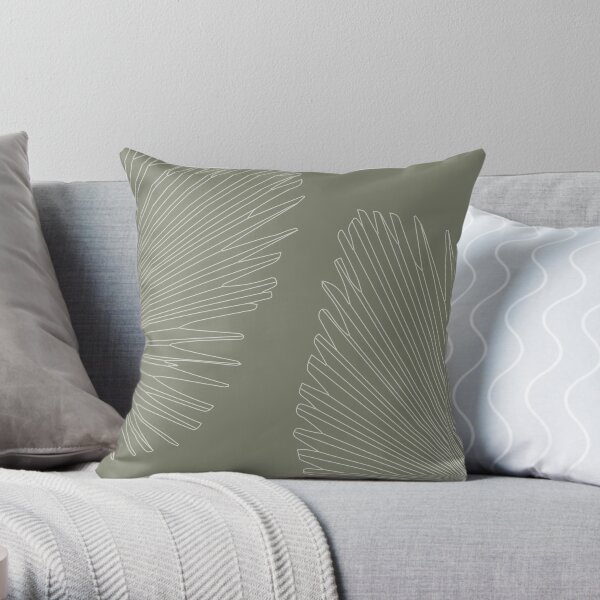 Palm leaves - sage green Throw Pillow