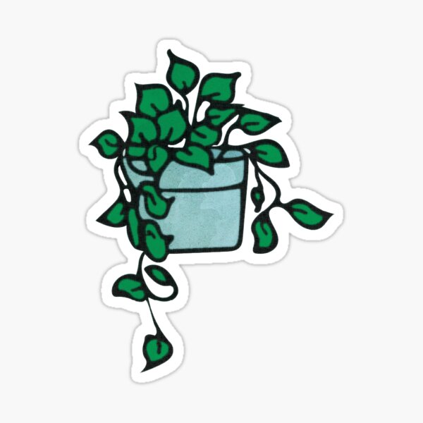 Watercolor Cute Pothos Plant in Pot Sticker