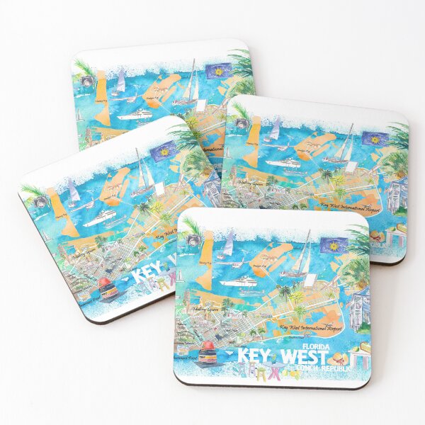 Item preview, Key West Florida Illustrated Travel Map with Roads and Highlights designed and sold by artshop77.