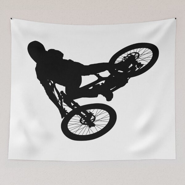 Item preview, downhill mountain bike, enduro cross mountain biker doing an extreme jump on a mountain bike. with helmet and safety equipment  designed and sold by Marcin Adrian.