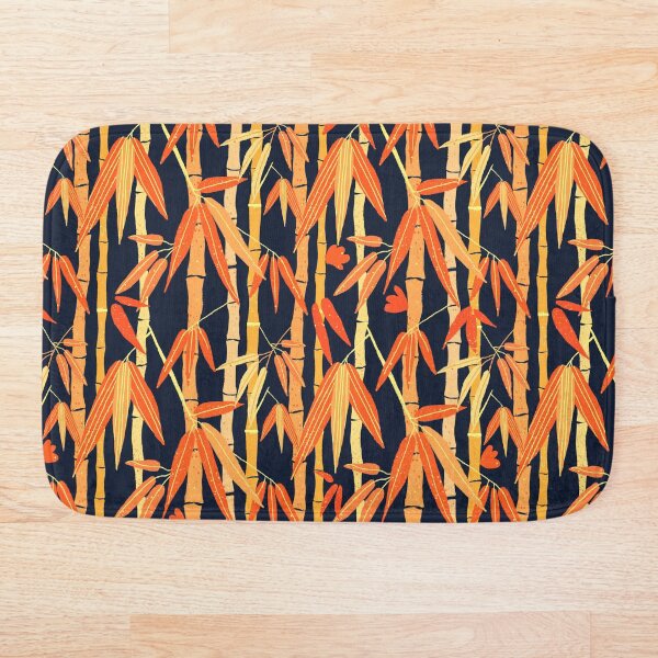 Item preview, Bamboo forest yellow orange pattern on dark blue background designed and sold by shushunya13.