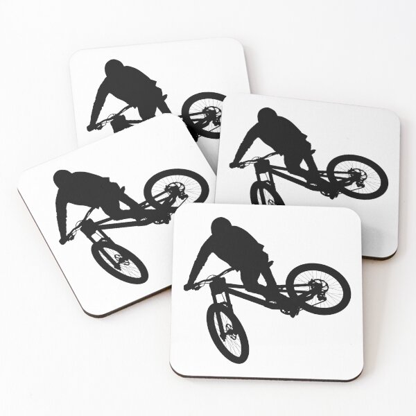 Item preview, downhill mountain bike, enduro cross mountain biker doing an extreme jump on a mountain bike. with helmet and safety equipment  designed and sold by Marcin Adrian.