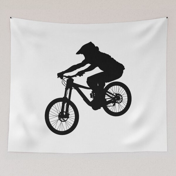 Item preview, downhill mountain bike, enduro cross mountain biker doing an extreme jump on a mountain bike. with helmet and safety equipment  designed and sold by Marcin Adrian.