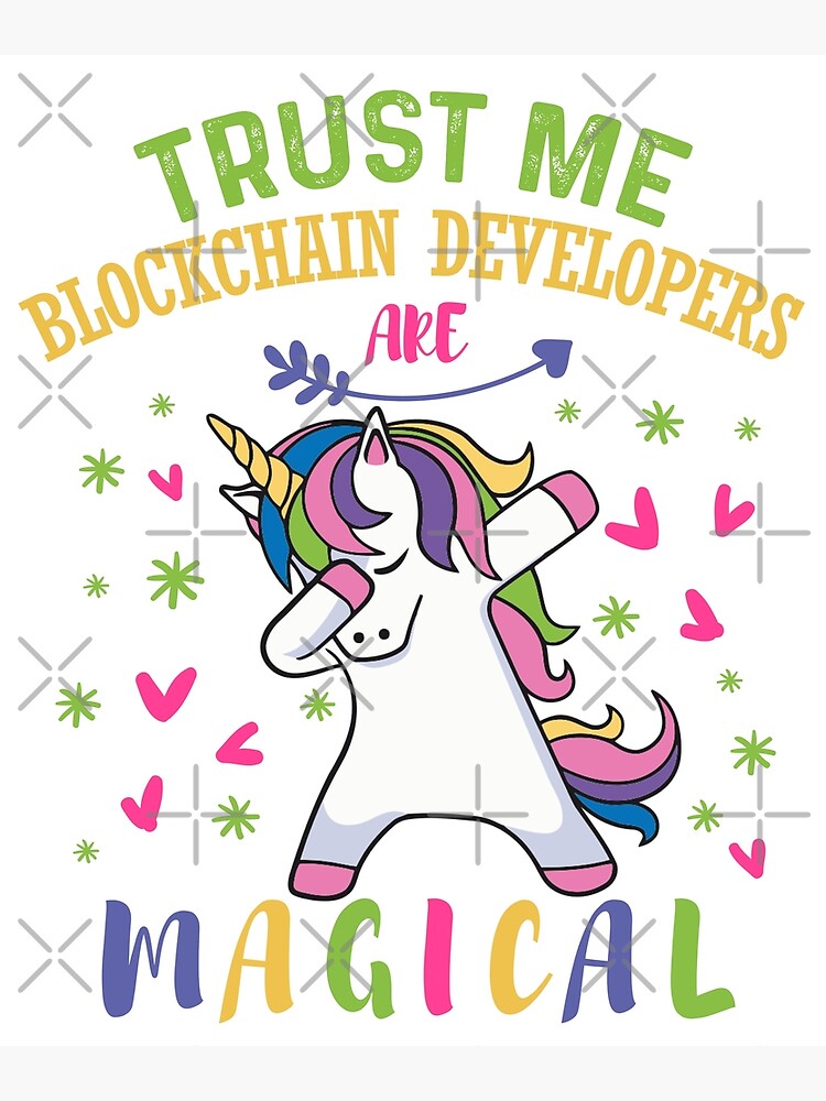 Disover Cute Unicorn Blockchain Developer Gift Canvas