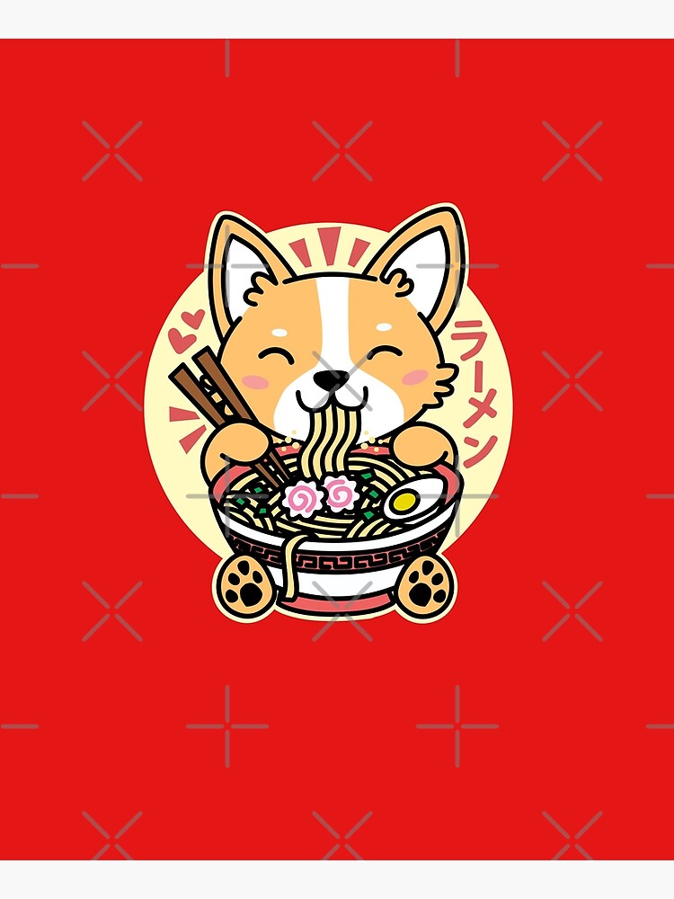 Corgi Eating Ramen Cute Kawaii Noodles by DetourShirts