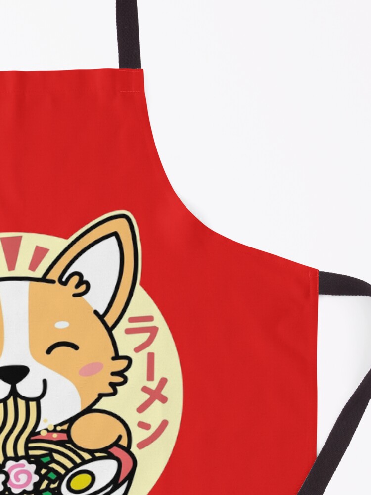 Alternate view of Corgi Eating Ramen Cute Kawaii Noodles Apron