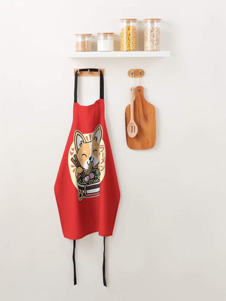 Alternate view of Corgi Eating Ramen Cute Kawaii Noodles Apron