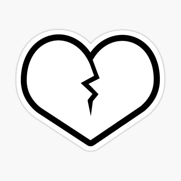 Broken heart black Sticker