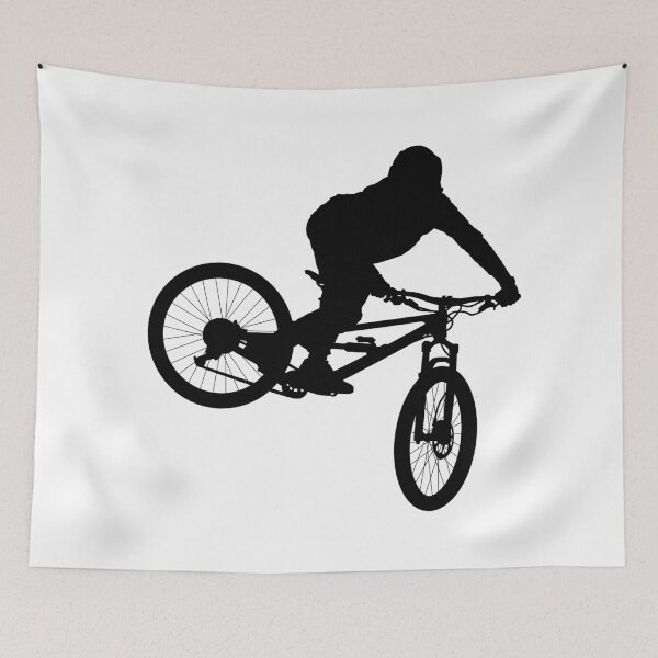 Item preview, downhill mountain bike, enduro cross mountain biker doing an extreme jump on a mountain bike. with helmet and safety equipment  designed and sold by Marcin Adrian.