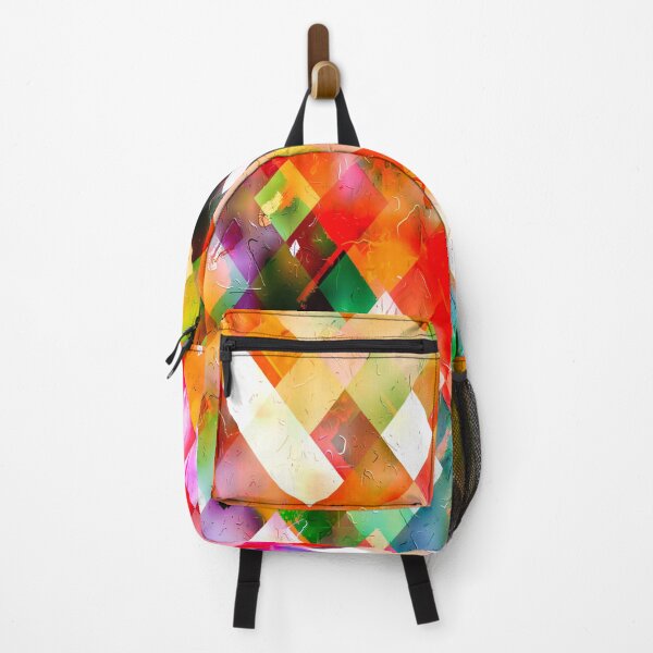 Item preview, geometric pixel square pattern abstract in red purple green yellow designed and sold by Mrvell.