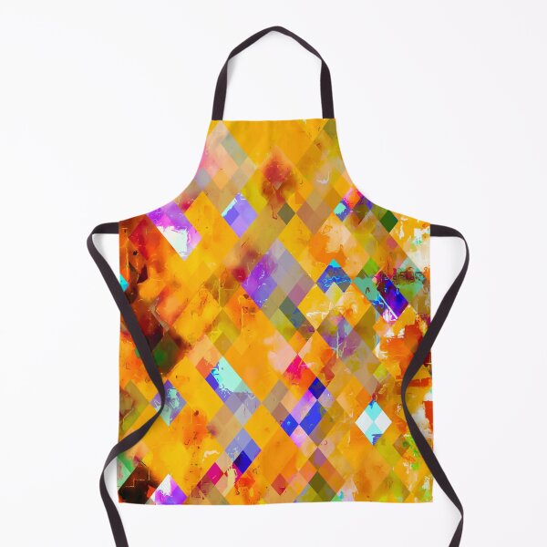 Item preview, geometric pixel square pattern abstract in orange yellow blue designed and sold by Mrvell.