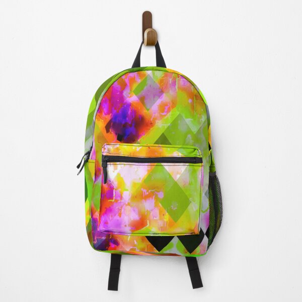 Item preview, geometric pixel square pattern abstract in green purple red designed and sold by Mrvell.