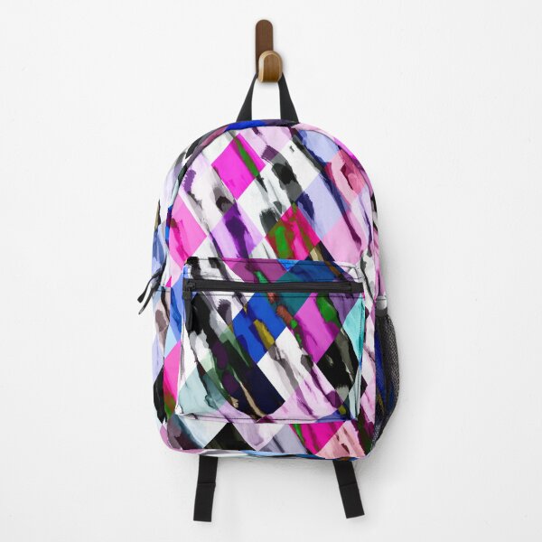 Item preview, geometric pixel square pattern abstract in purple blue pink designed and sold by Mrvell.